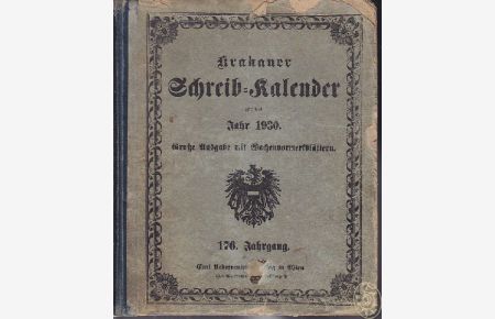 Krakauer Schreib-Kalender für das Jahr 1930. große Ausgabe mit Wochenvormerkblättern.