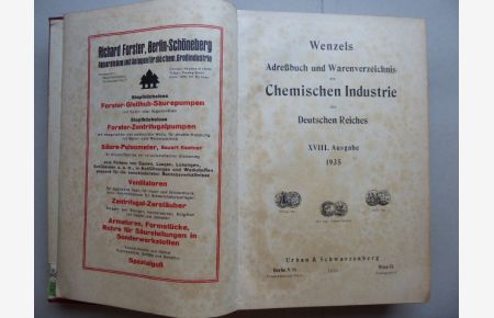 Wenzels Adreßbuch und Warenverzeichnis der Chemischen Industrie des Deutschen Reiches. XVIII. Ausgabe 1935.