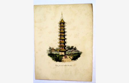 1 Handcoloured lithographed Plate (Taa, près de la ville de Sou-tcheou) from LA CHINE, MOEURS, USAGES, COSTUMES, ARTS ET METIERS.