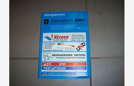 Königsbronn, Adressbuch 2001 Königsbronn mit den Teilorten Itzelberg, Ochsenberg und Zang.