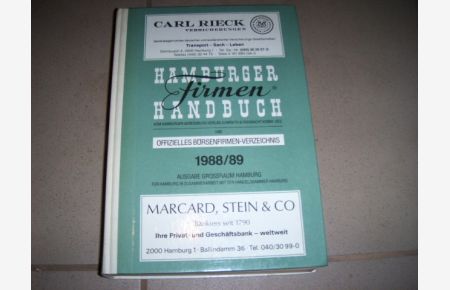 Hamburger, Hamburger Firmen Handbuch 1988/89. Offizielles Börsenfirmen-Verzeichnis.