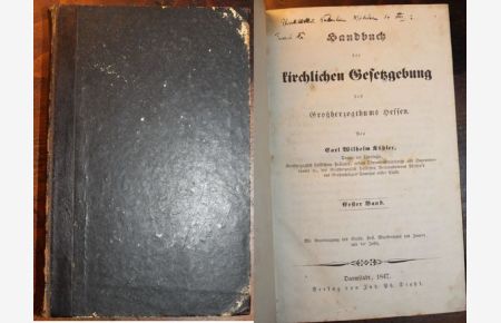 Handbuch der kirchlichen Gesetzgebung des Großherzogthums Hessen Erster Band (apart)