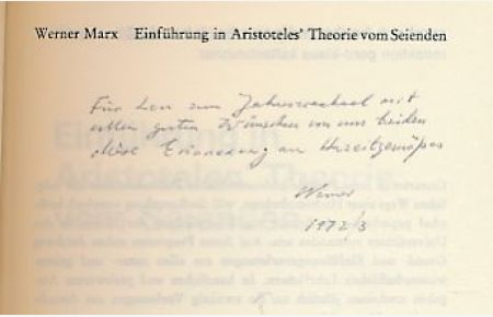 Einführung in Aristoteles' Theorie vom Seienden.   - Rombach-Hochschul-Paperback Bd. 54.