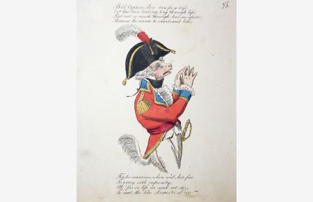 Bold Captain Bon - wow for a wife / Out has been looking long through life. . .  - William Pitt (?) caricature Karikatur cartoon Satire etching Radierung gravure