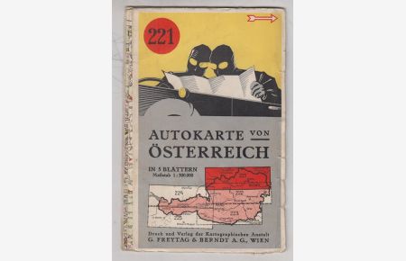 Freytag-Berndt Autokarte von Österreich. (Wien) Nummer 221. Kolorierte Landkarte / Karte.   - Faltkarte auf Papier.