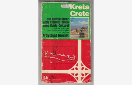 Freytag-Berndt Autokarte Kreta. Kolorierte Landkarte / Karte.   - Faltkarte auf Papier.
