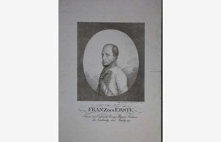 Porträt. Brustfigur, fast im Profil nach links in Oval. Lithographie von Josef Christian Auracher von Aurach.