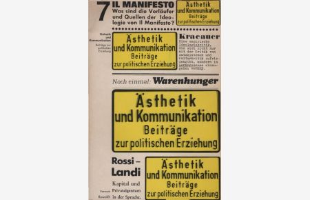 Ästhetik und Kommunikation, Beiträge zur politischen Erziehung. Heft 7, März 1972, Il Manifesto, Ross