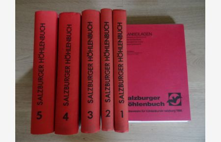 Salzburger Höhlenbuch - 5 Bände und Planbeilagen zu Band 4.   - Band 1 bis 5 und Planbeilegebuch,  Mit zahlr. Abb., Plänen u. Tafeln.