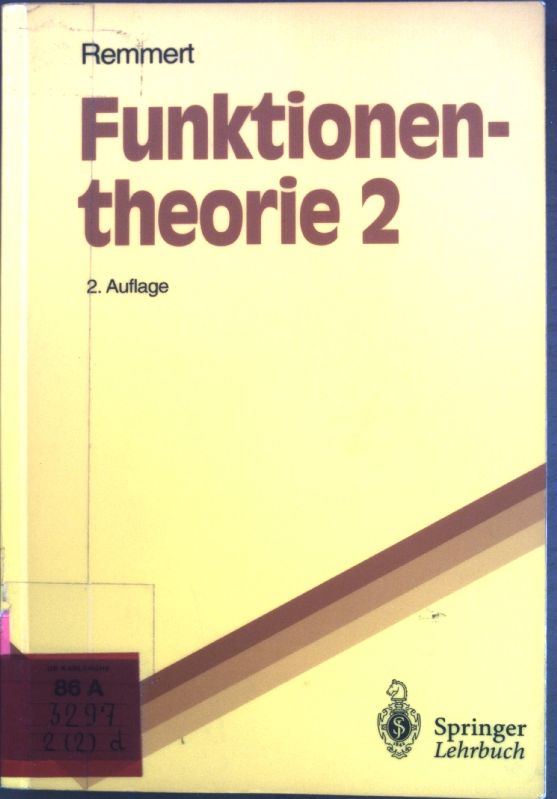 Funktionentheorie 2. Springer-Lehrbuch - Remmert, Reinhold