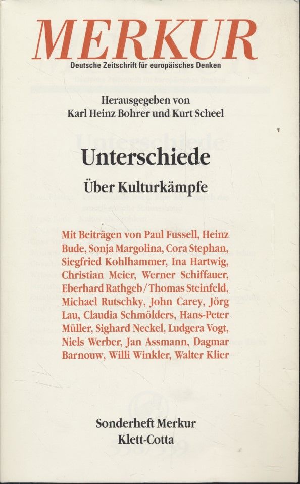 Merkur, Jg. 49, H. 9/10 = 558/559: Unterschiede - Über Kulturkämpfe. - Bohrer, Karl Heinz und Kurt Scheel (Hrsg.)