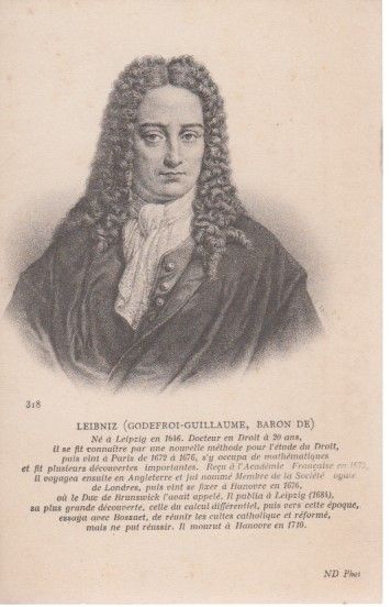 Leibniz (Godefroi-Guillaume, Baron de). [Carte postale].