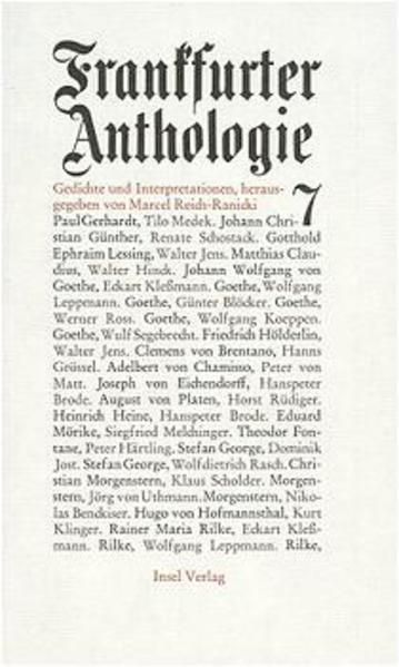 Frankfurter Anthologie. Gedichte und Interpretationen: Frankfurter Anthologie, Bd.7 Bd. 7. - Marcel Reich-Ranicki, Marcel