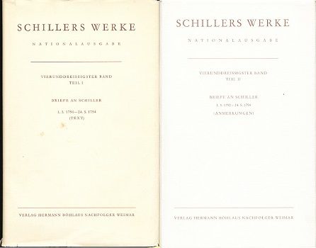 Schillers Werke. Nationalausgabe. Vierunddreißigster (34.) Band. Briefwechsel. Briefe an Schiller. 1. 3. 1790 - 24. 5. 1794. Text und Anmerkungen (komplett).