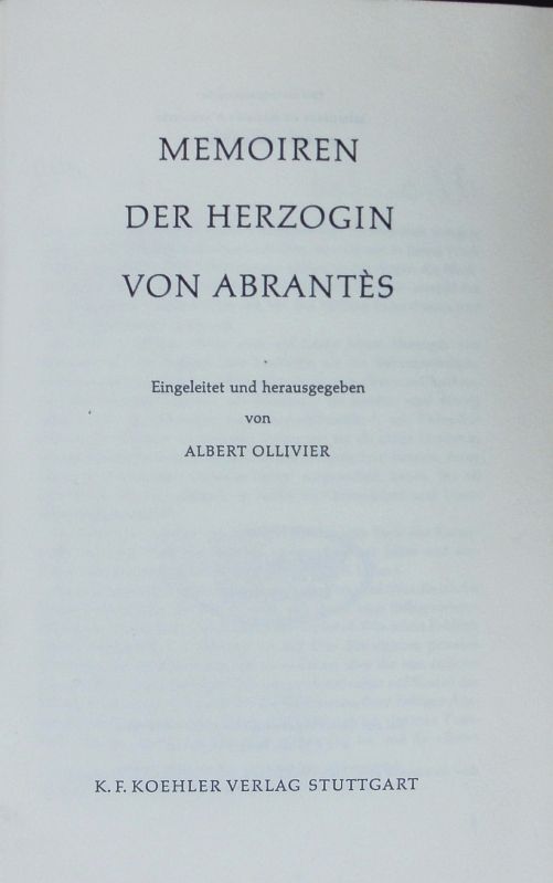 Memoiren der Herzogin von Abrantes. - Abrantès, Laure Junot d'
