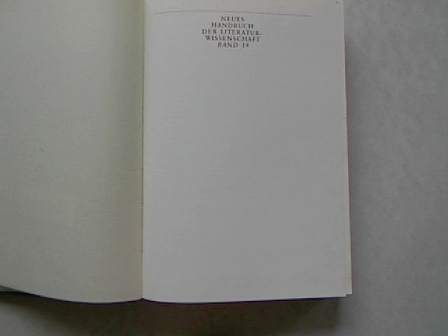 Neues Handbuch der Literaturwissenschaft. Band 19. Jahrhundertende, Jahrhundertwende (Teil 2). - Hinterhäuser, Hans (Hrsg.) und Oscar (Mitarb.) Büdel