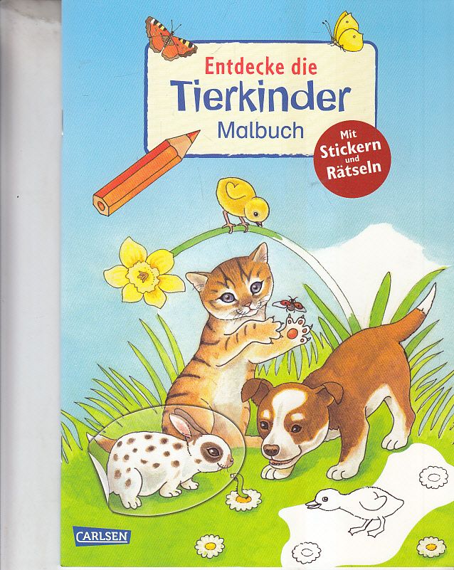 Entdecke...: Entdecke die Tierkinder : Malbuch mit Stickern. Entdecke... - Erler, Isabelle und Christine (Ill.) Henkel