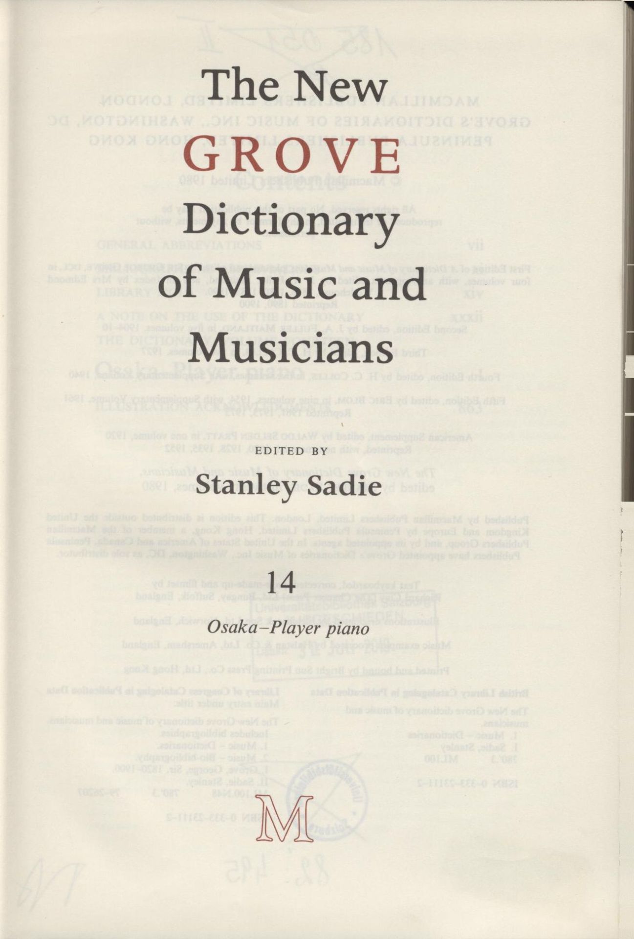 The new Grove Dictionary of Music and Musicians 14 Osaka - Player piano - Sadie, Stanley