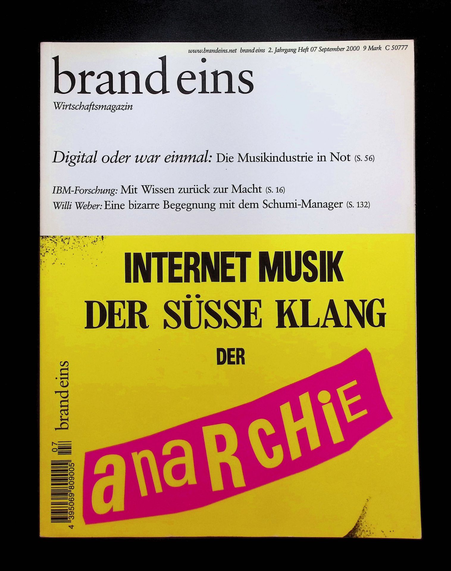 Wirtschaftsmagazin: brand eins (2. Jahrgang - Heft 07 - September 2000)