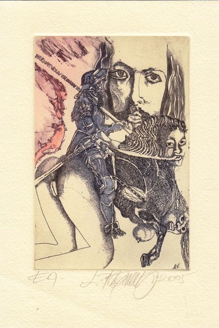 Nude, Surrealistic Limited Edition Ex libris Etching by 
