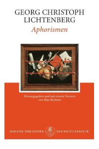 Aphorismen.   - Georg Chr. Lichtenberg. Hrsg. von Max Rychner / Manesse Bibliothek der Weltliteratur