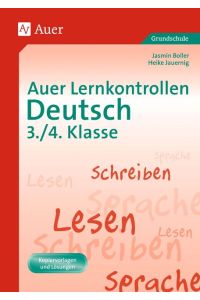 Auer Lernkontrollen Deutsch, Klasse 3/4  - Mit Kopiervorlagen und Lösungen