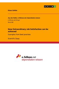 How Extraordinary Job Satisfaction can be achieved  - Examples from best practises