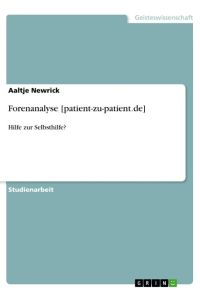 Forenanalyse [patient-zu-patient. de]  - Hilfe zur Selbsthilfe?