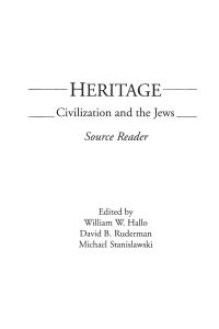 Heritage  - Civilization and the Jews: Source Reader
