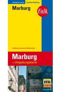 Falk Stadtplan Extra Standardfaltung Marburg 1:16 000  - Mit Umgebungskarte. Straßenverzeichnis. Mit Postleitzahlen