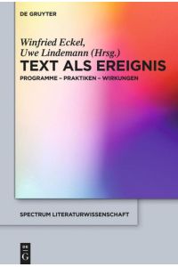 Text als Ereignis  - Programme - Praktiken - Wirkungen