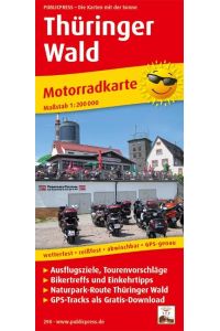 Motorradkarte Thüringer Wald 1:200 000  - Mit Tourenvorschlägen, GPS-Tracks als Gratis-Download, Ausflugszielen, Einkehr- & Freizeittipps