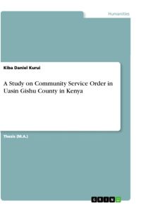 A Study on Community Service Order in Uasin Gishu County in Kenya