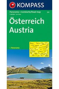 KOMPASS Autokarte Österreich, Austria 1:600. 000  - mit Panorama