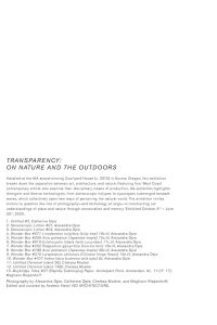 Transparency  - On Nature and the Outdoors