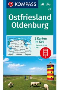 KOMPASS Wanderkarten-Set 410 Ostfriesland, Oldenburg (3 Karten) 1:50. 000  - inklusive Karte zur offline Verwendung in der KOMPASS-App. Fahrradfahren.