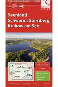 Reise- und Entdeckerkarte Seenland Schwerin, Sternberg, Krakow am See  - Maßstab 1:100.000, GPS-geeignet, Erlebnis-Tipps auf der Rückseite