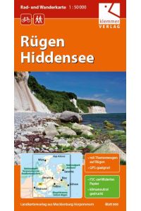 Rügen - Hiddensee 1 : 50 000 Rad- und Wanderkarte  - GPS geeignet, Erlebnis-Tipps auf dem Kartenblatt