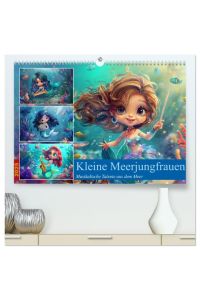 Kleine Meerjungfrauen (hochwertiger Premium Wandkalender 2025 DIN A2 quer), Kunstdruck in Hochglanz  - Musikalische Meerjunfrauen als bunte Comiczeichnungen