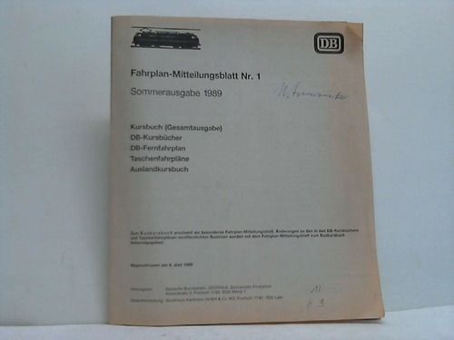 DB-Fahrplan-Mitteilungsblatt Nr 1 Sommer 1968 