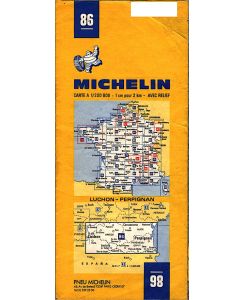 Pneu Michelin 86 ; Luchon - Perpignan  - Carte A 1 / 2000 000 - 1 cm 2 km - avec relief