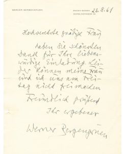 Schriftsteller (1892-1964): Eigenh. Brief mit U.