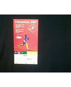 Eintrittskarte: Edmonton 2001. 8th IAAF World Championships in Athletics. Day 8 - Friday, August 10.   - Gate 13, Sec. Z, Row 38, Seat 25.