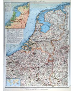 Niederlande und Belgien, mit Luxemburg. Mit zwei Nebenkarten.