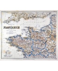 Karte von Frankreich in 4 Blättern. Gesamtkarte in 4 Blättern.