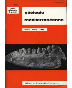 Géologie méditerranéenne.   - Annales de l'Université de Provence, tome III - numero 2 - 1976.