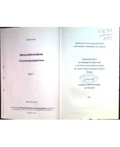 Das Recht der Verwertungsgesellschaften in Deutschland, Großbritannien und Frankreich.   - Studienreihe wirtschaftsrechtliche Forschungsergebnisse; Bd. 27