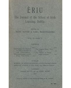 ERIU. Vol. VI - Part I. The Journal of the School of Irish Learning, Dublin.