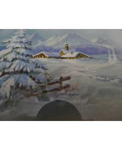 Dorf im Schnee. Aquarell, um 1955. 10, 5 x 18 cm.