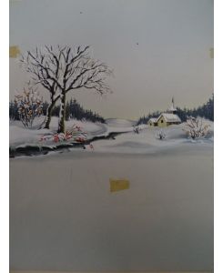 Winterlandschaft. Aquarell. Um 1955. 21 x 17 cm.